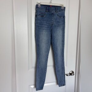 SPANX Ankle Skinny Jeans Pull On Shaping Denim High Rise Tummy Control Blue Sz S